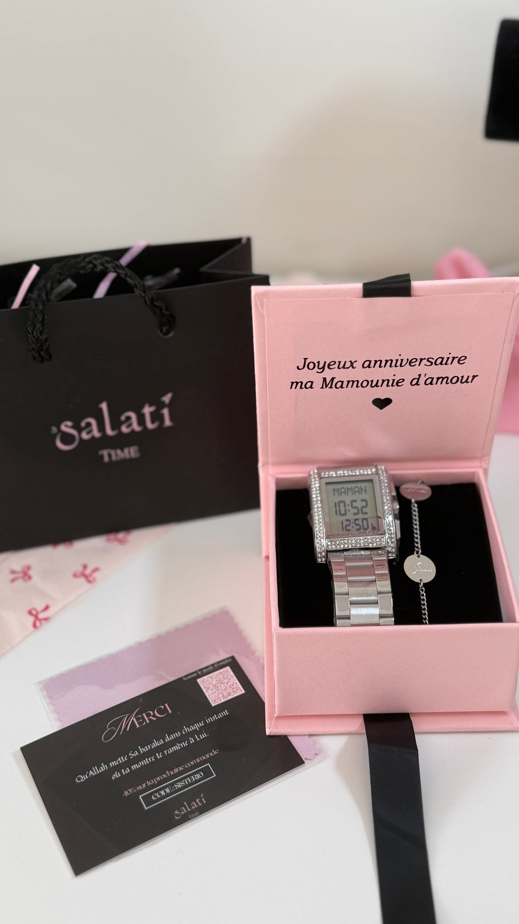 Coffret montre prière & bracelet Bonheur 🌙