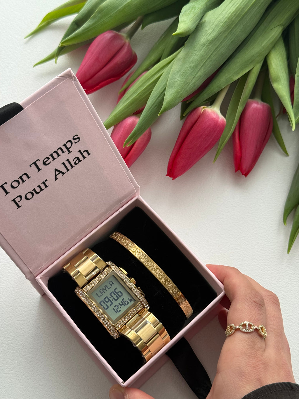 Coffret montre prière & jonc Ayat al Kursi