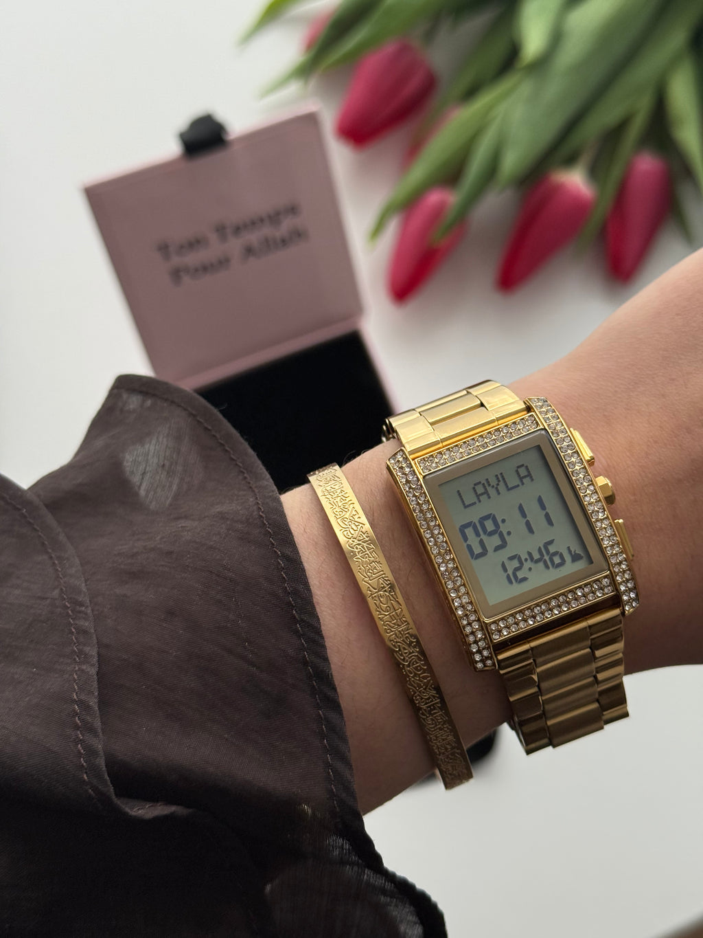 Coffret montre prière & jonc Ayat al Kursi