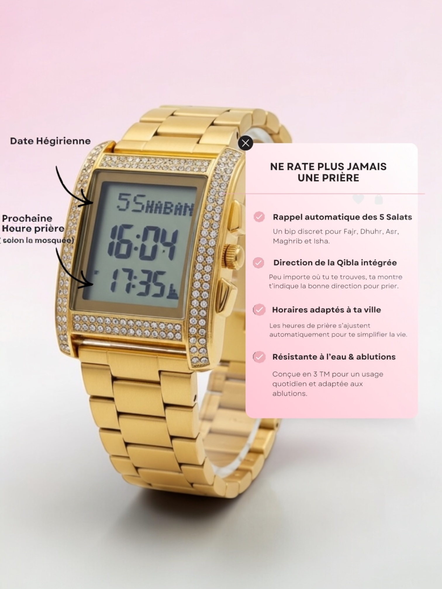Coffret montre prière & bracelet Bonheur 🌙